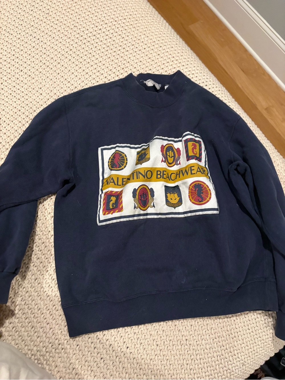 Valentino Beachwear unisex Navy Graphic Crewneck Sweater-XS✨
